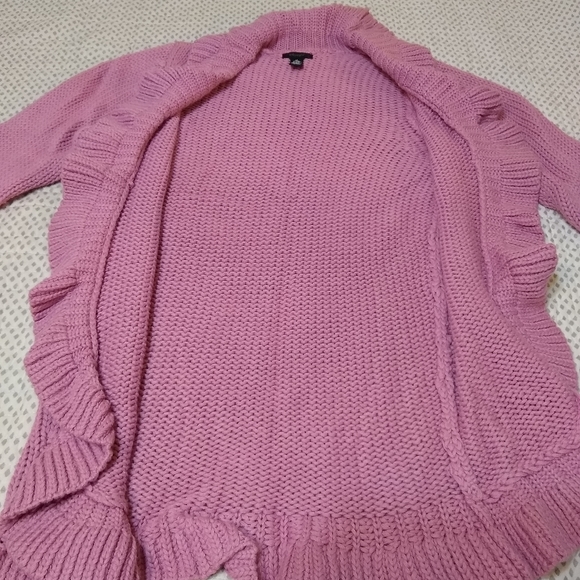 Baby Style Rose Pink Semi Open Sweater Cardigan Drawstring Wool Blend Medium - Picture 2 of 11